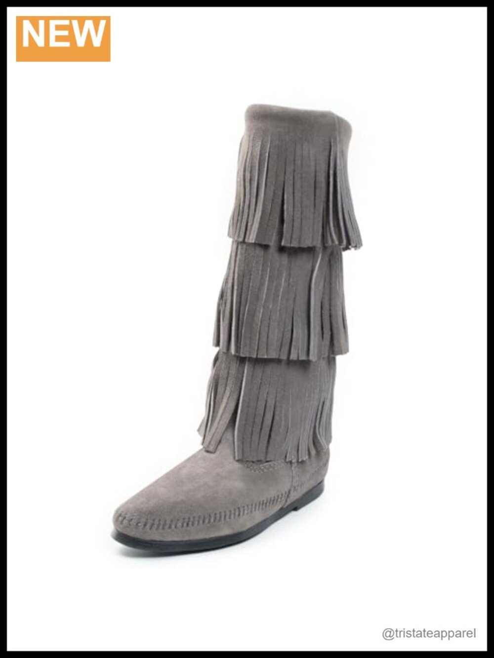 Suede Fringe Mid-Calf Boots Pull-On